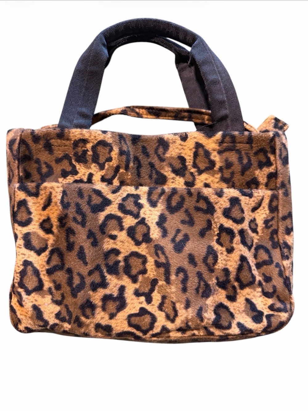 Leopard Print Faux Fur Tote Bag - Brown
